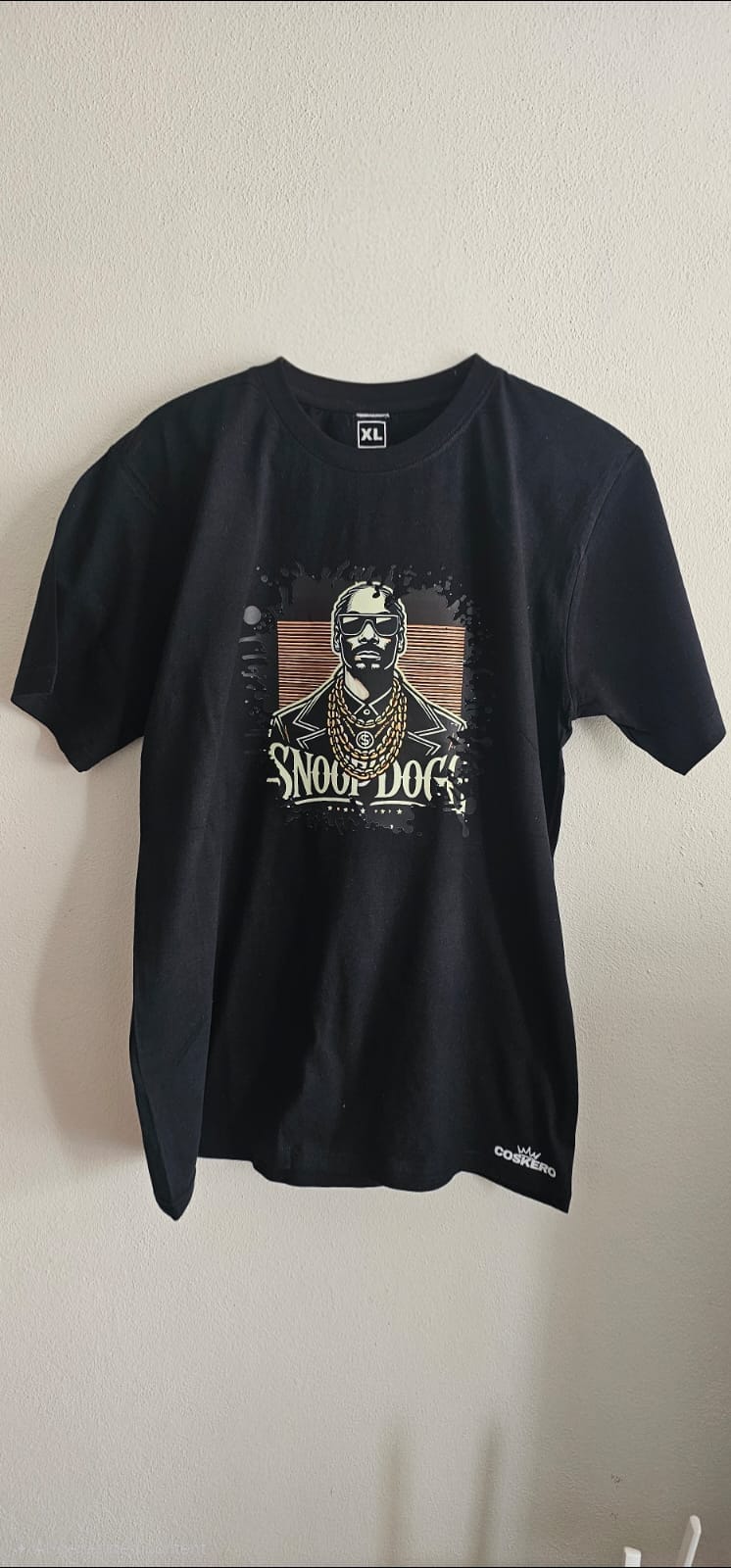 Black Snoop Dogg Vinyl Print T-Shirt