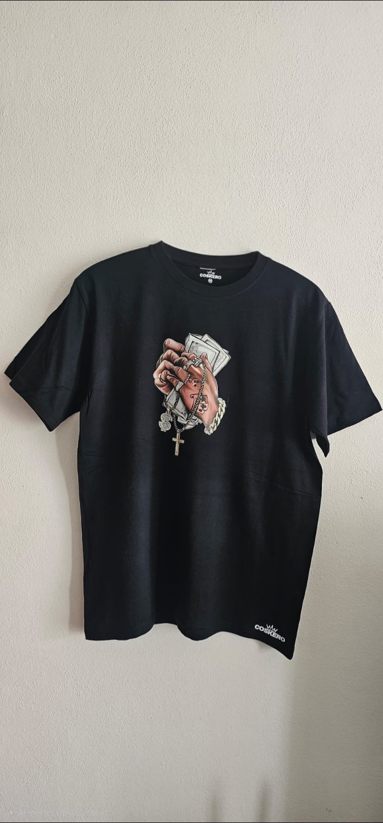 Black 'Hustle Hard, Get The Bag' Motivational T-Shirt