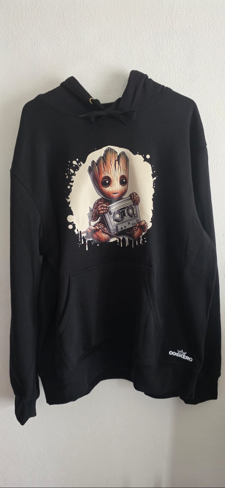 Black "I Am Groot" Hoodie - Vintage Cassette Design